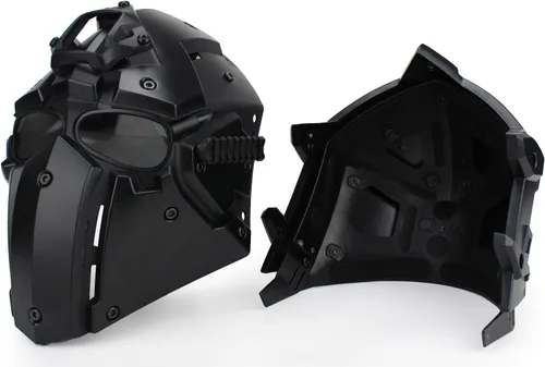 Miniatura 5 de WoSporT - Casco táctico de obsidiana verde GOBL Terminator y máscara para caza, paintball, militar, cosplay, película, utilería 92-BK-azul