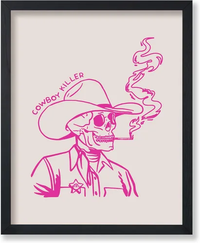 Miniatura 63 de Poster Master Póster retro de vaquera rosa con texto en inglés "Raise Hell", diseño de pared occidental, regalo para hombres y mujeres, decoración