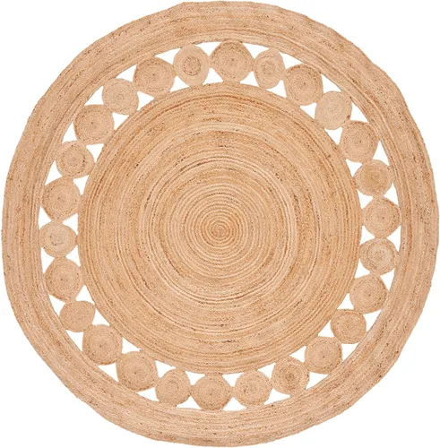 Miniatura 3 de SAFAVIEH Alfombra de Área de 11' Redonda - Colección de Fibra Natural - Grande - Marrón Natural, Yute Hecho a Mano, Diseño Trenzado Bohemio