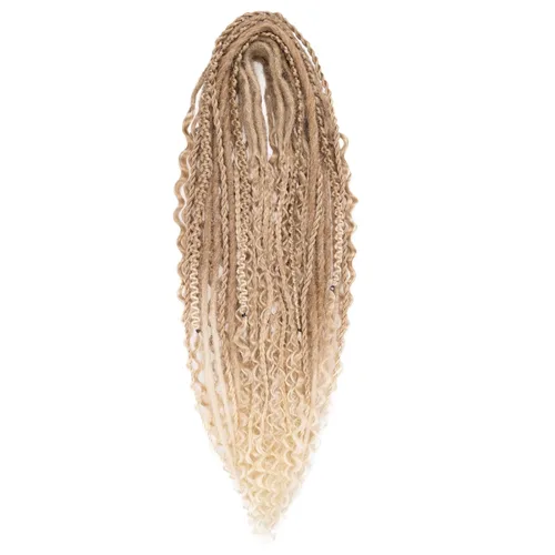 Miniatura 45 de Leeven Extensiones de rastas grises de 40 hebras de 18 pulgadas con terminación única hechas a mano, extensiones de rastas suaves de 0.6 cm