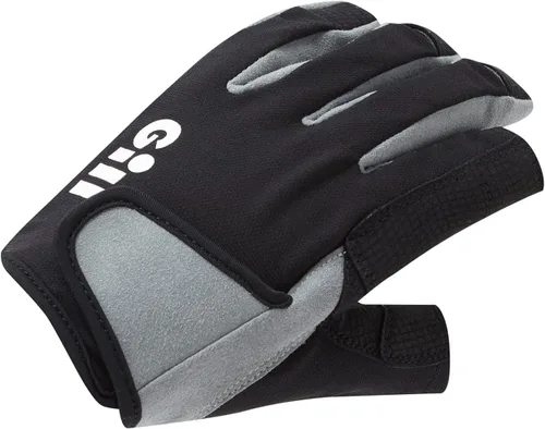 Gill Deckhand Guantes de vela – Dedos largos con dedos expuestos y pulgar – Protección solar UV 50+ y repelente al agua Negro