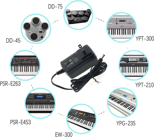Miniatura 3 de Adaptador de 12V 1A Max 2A Salida de fuente de alimentación 100mA ~ 2000mA Compatible con Yamaha PA-130 Piano Digital Piano Portátil Serie Cargador