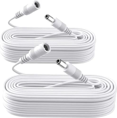 Paquete de 2 cables de extensión de alimentación de 33 pies, 2 cables de extensión de alimentación DC 12V 0.083 in x 0.217 in, compatibles con