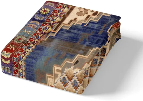 Miniatura 4 de Juego de funda de edredón persa individual, juego de ropa de cama exótica bohemio, azul, amarillo, degradado, rojo, floral, bohemio, tribal, encaje