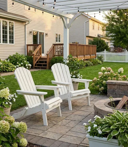 Miniatura 5 de Juego de 2 sillas Adirondack plegables de madera, sillas de madera para jardín al aire libre, silla de patio de madera de cedro maciza para jardín