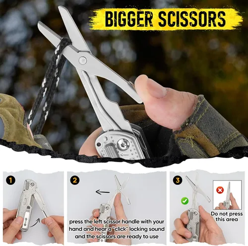 Miniatura 3 de BIBURY Cuchillo de bolsillo multiherramienta BI2056, cuchillo multiherramienta de acero inoxidable con clip, cuchillo plegable multiherramienta EDC