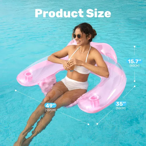 Miniatura 8 de SLOOSH Inflatable Pool Floats Adult,2 Pack Pool Chairs with Cup Holders,X-Large Blow up Floats Chair,Hammock Noodle Mat for Relaxing Summer Water
