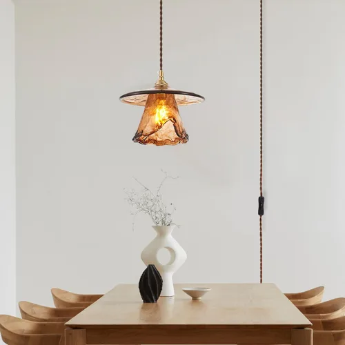 Miniatura 2 de YLONG-ZS Lámpara colgante de cristal vintage enchufable, moderna polea de latón dorado, luces colgantes de techo para isla de cocina, comedor, sala