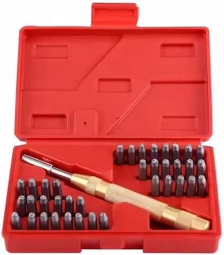 Miniatura 2 de Juego de herramientas de estampado de metal, 38 piezas, número de letras y símbolos, juego de punzonado automático de 0.118 in o estampado de metal