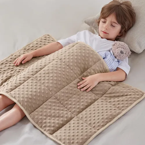 Miniatura 59 de anfie - Manta con peso para niños (40 x 60 pulgadas, 7 lb), manta refrescante para dormir, tamaño de manta ligera, transpirable, con cuentas de Gris