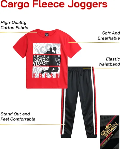 Miniatura 2 de Quad Seven Conjunto deportivo para niños, camiseta de rendimiento de 2 piezas y pantalones Active Tech (8-18)