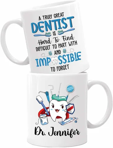 Taza de café blanca personalizada para dentista ortodoncista de 11 onzas, 15 onzas, un dentista verdaderamente genial es difícil de encontrar
