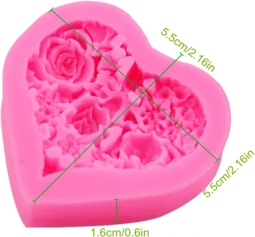 Miniatura 2 de Molde de jabón de silicona con corazón de rosa, flor de rosa, fondant, azúcar, chocolate, caramelo, pastel, regalo, día de San Valentín
