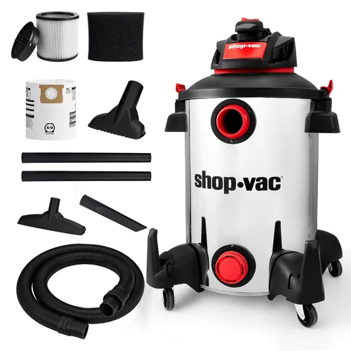 Shop-Vac 5761311 Aspiradora para uso húmedo y seco de 12 galones, 6 HP máximo, manguera de 1.5 pulgadas de diámetro x 7 pies, cable de 20 pies,