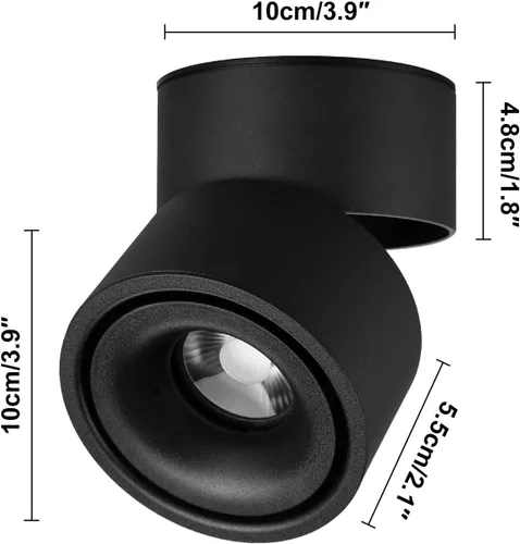 Miniatura 8 de Foco LED de techo - Luz de pared 360° ajustable Luz de techo 10W COB Iluminación LED Lámpara de pared o Foco Luz blanca fría 6000K / Luz blanca Negro