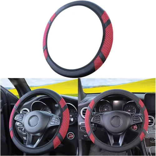 Miniatura 7 de Funda de volante de coche elástica de Zipelo, cubierta de volante de cuero transpirable para vehículo, protector antideslizante para volante