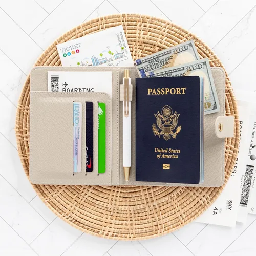 Miniatura 2 de Hermoso soporte para pasaporte para viajes, bonita funda con soporte para bolígrafo para mantener tus documentos de viaje organizados y seguros