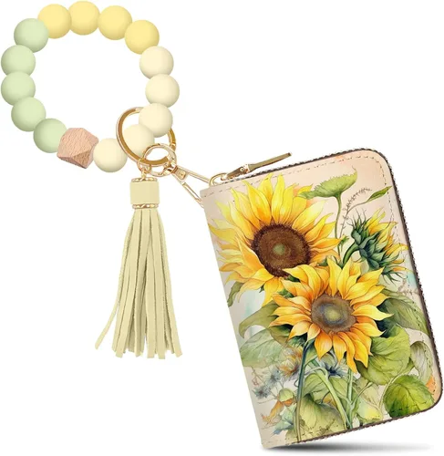 Miniatura 12 de Tarjetero Cartera RFID para Tarjetas de Crédito, Cartera Pequeña para Tarjetas para Mujeres con Llavero con Cremallera, Carteras para Tarjetas
