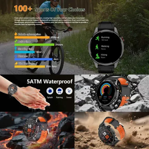 Miniatura 5 de Reloj inteligente para hombre con GPS integrado (respuesta/hacer llamadas/texto), reloj inteligente AI de 1.46 pulgadas para teléfonos