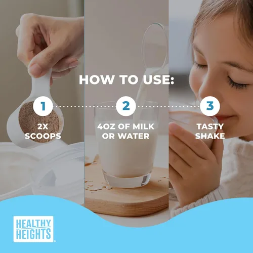 Miniatura 6 de Healthy Heights Grow Daily Kids - Mezcla de bebida proteica (chocolate) - Batido alto en proteínas para niños de 3 años, 10.6 onzas