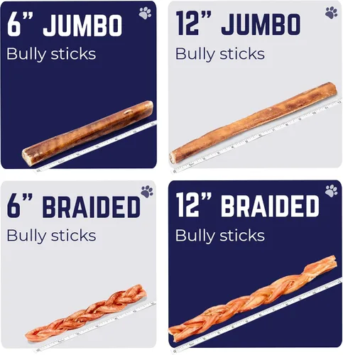 Miniatura 8 de Devil Dog Pet Co. Palitos Bully Trenzados para Perros – Paquete de 3 Golosinas Masticables de 6 Pulgadas, 100% Naturales, de un Solo Ingrediente