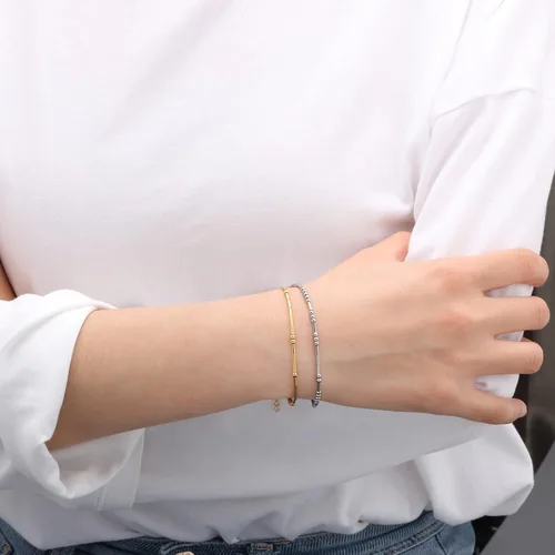 Miniatura 2 de JoycuFF - Brazaletes inspiradores con código morse grabado de mantras motivadores, para mujer, con cuentas de plata, para regalo