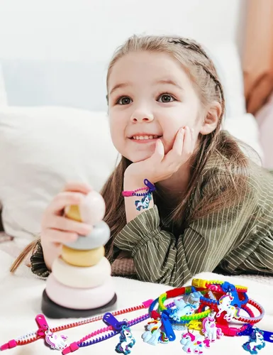 Miniatura 7 de UpBrands Juego de pulseras con cremallera de unicornio a granel, kit para fiesta de cumpleaños de unicornio, bolsas de golosinas y rellenos