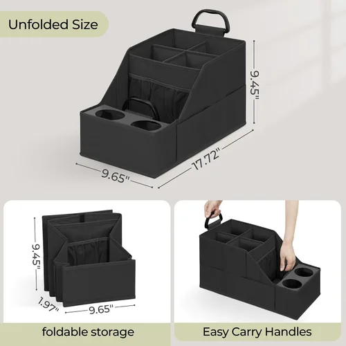 Miniatura 3 de Organizador de asiento de automóvil para asiento trasero, organizador de automóvil con 12 compartimentos de almacenamiento, 2 portavasos