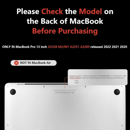 Miniatura 2 de MEEgoodo Funda para MacBook Pro de 13 pulgadas 2022 2021 2020 A2338 M2/M1 A2251 A2289 con Touch ID, fundas rígidas transparentes para laptop
