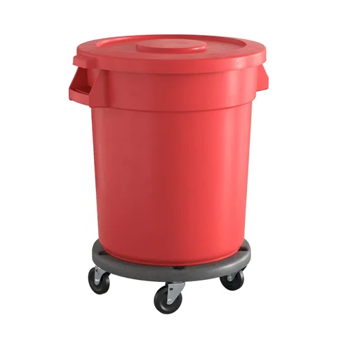 Miniatura 71 de Bote de basura comercial redondo gris de 32 galones con tapa y carrito
