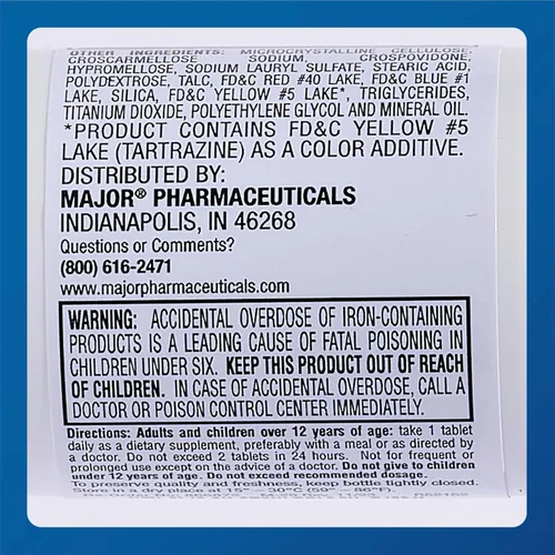 Miniatura 6 de Major Ferosul - Tabletas de sulfato ferroso de 325 mg con 65 mg de hierro elemental, suplemento de hierro para mujeres, hombres, verde, 100 tabletas