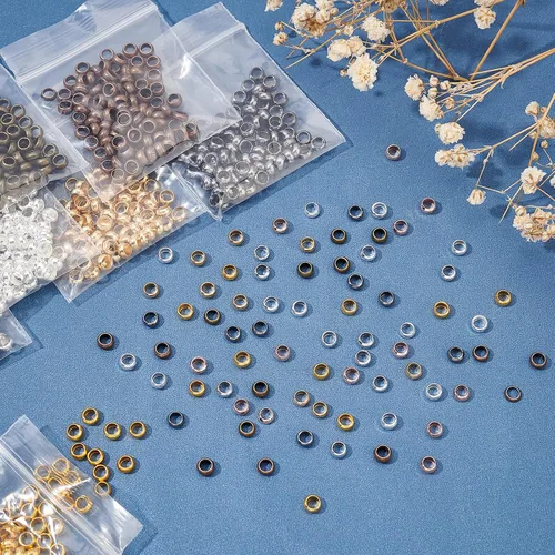 Miniatura 2 de PH PandaHall 800 cuentas de engarce Rondelle en 8 colores, tapones espaciales de 0.157 pulgadas y cuentas espaciadoras, tapón de extremo