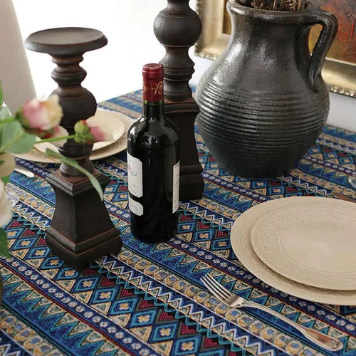 Miniatura 8 de LeLehome Elome - Mantel cuadrado de estilo bohemio vintage de 36 pulgadas, con encaje de lino y algodón, lavable, para cena y pícnic, cubierta