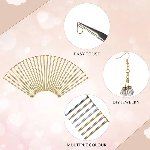 Miniatura 2 de Junkin 2800 Piezas Alfileres de Cabeza Plana para Hacer Joyas DIY, Juego de Alfileres de 0.63 Pulgadas, 0.71, 0.79, 1.18 Pulgadas para Hacer Joyería
