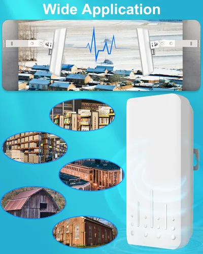 Miniatura 4 de Puente inalámbrico punto a punto al aire libre con soporte, 5.8GHz 100Mkbps CPE Extensor WiFi Starlink para exteriores, punto de acceso de largo