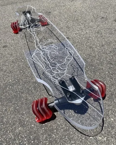 Miniatura 7 de Ruedas Shark Wheel de 72 mm para longboard de crucero, fórmula DNA, juego de 4 ruedas Rojo transparente