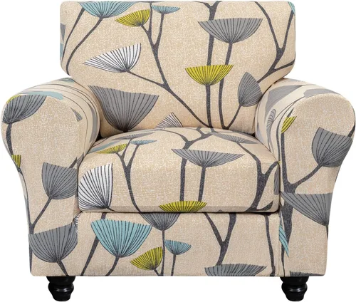 Miniatura 37 de SearchI Funda elástica para sofá con estampado, Fundas para sofá con diseño floral, 2 piezas de funda elástica para sillón con funda de cojín