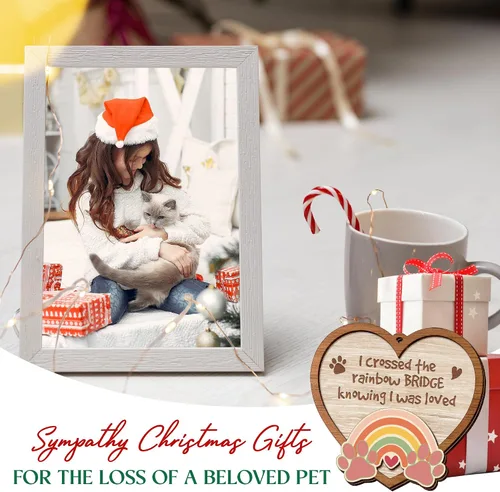Miniatura 2 de TEEZWONDER Adorno de Navidad conmemorativo para mascotas, adornos de Navidad de madera 2025, regalos conmemorativos para perros por pérdida