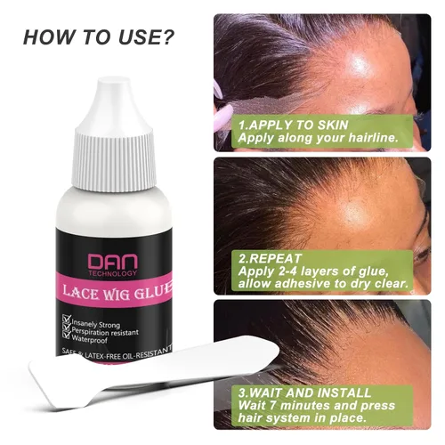 Miniatura 4 de DAN Technology Kit de pegamento y removedor de peluca de encaje, adhesivo impermeable para el cabello