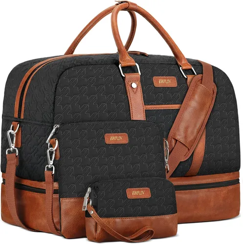 Miniatura 72 de IBFUN Bolsas de fin de semana para mujer, bolsa grande de lona para viaje, bolsa de viaje con compartimento para zapatos, 21 pulgadas, juego de 3