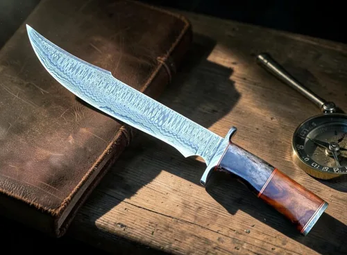 Miniatura 8 de Poshland REG-109 Cuchillo Bowie hecho a mano de acero D2 de 15.25 pulgadas, mango de madera maciza