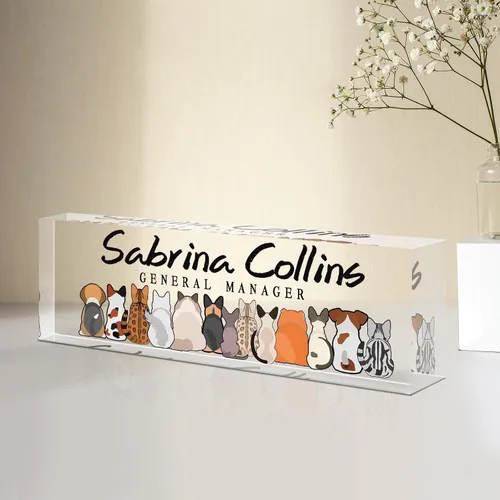 Miniatura 25 de Placa de nombre personalizada para escritorio, placa de nombre de escritorio personalizada, regalos de agradecimiento a los empleados, accesorios