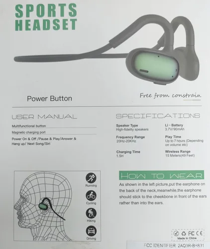 Miniatura 8 de Ulian Auriculares deportivos de oído abierto, conducción de aire, Bluetooth 5.3, auriculares inalámbricos con graves profundos, cancelación de ruido