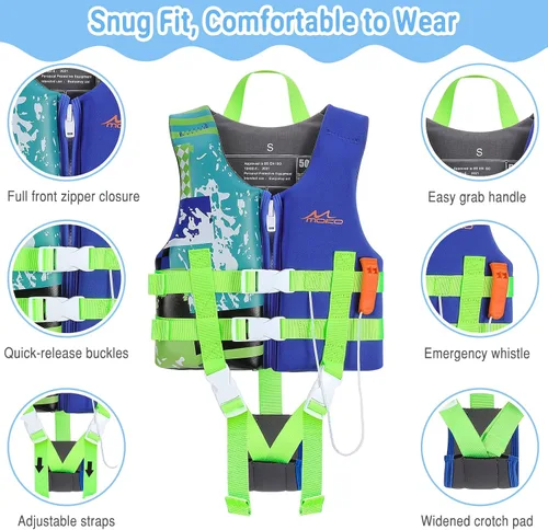 Miniatura 3 de MoKo Swimming Vest for Kids 20-30-50-77 lbs, Children Swim Vests Water Activity Equipment Cute Pattern Watersports Swimming Device for Toddlers Boys