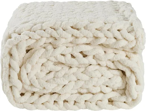 Miniatura 9 de YAAPSU Manta de punto grueso para sofá, 51 x 63 pulgadas, 100 % tejida a mano con hilo de felpilla acogedor jumbo, manta de ganchillo suave con nudo