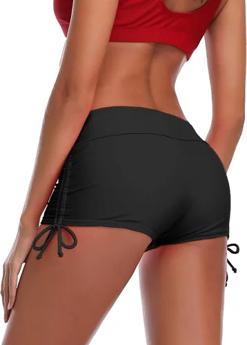 MiYang Pantalones cortos de natación para mujer, parte inferior de vestido de baño Pantalones cortos de correr para yoga con lazo ajustable.