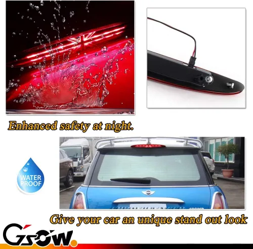 Miniatura 3 de 3ª luz de freno LED de lente roja para MINI Cooper R50 R53 2002-2006 1ª generación, [bandera de Union Jack Reino Unido] 8 luces LED de freno de Rojo