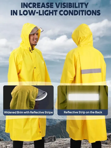 Miniatura 13 de Anyoo Poncho de lluvia con capucha, impermeable, ligero, para hombres, mujeres y adultos, con bolsillo para senderismo, camping, actividades al aire