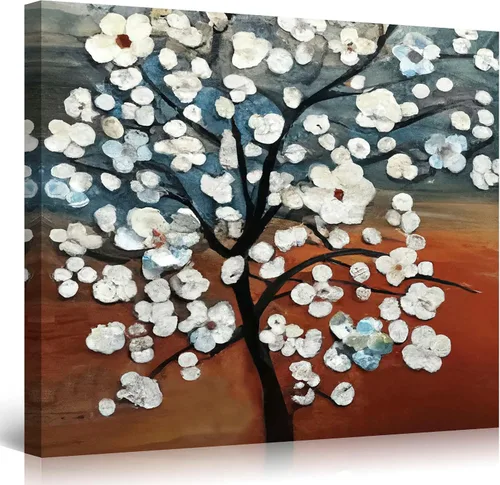 Miniatura 65 de Startonight Lienzo decorativo abstracto para pared, pintura del árbol de la vida amarillo, impresión grande estirada, moderna para dormitorio o sala