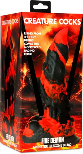 Miniatura 9 de CREATURE COCKS Consolador monstruo Fire Demon para hombres, mujeres y parejas. Firme y flexible, base de succión fuerte, consolador de fantasía